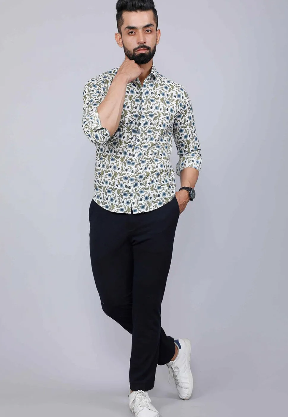 Printed Pure Cotton Shirt in White