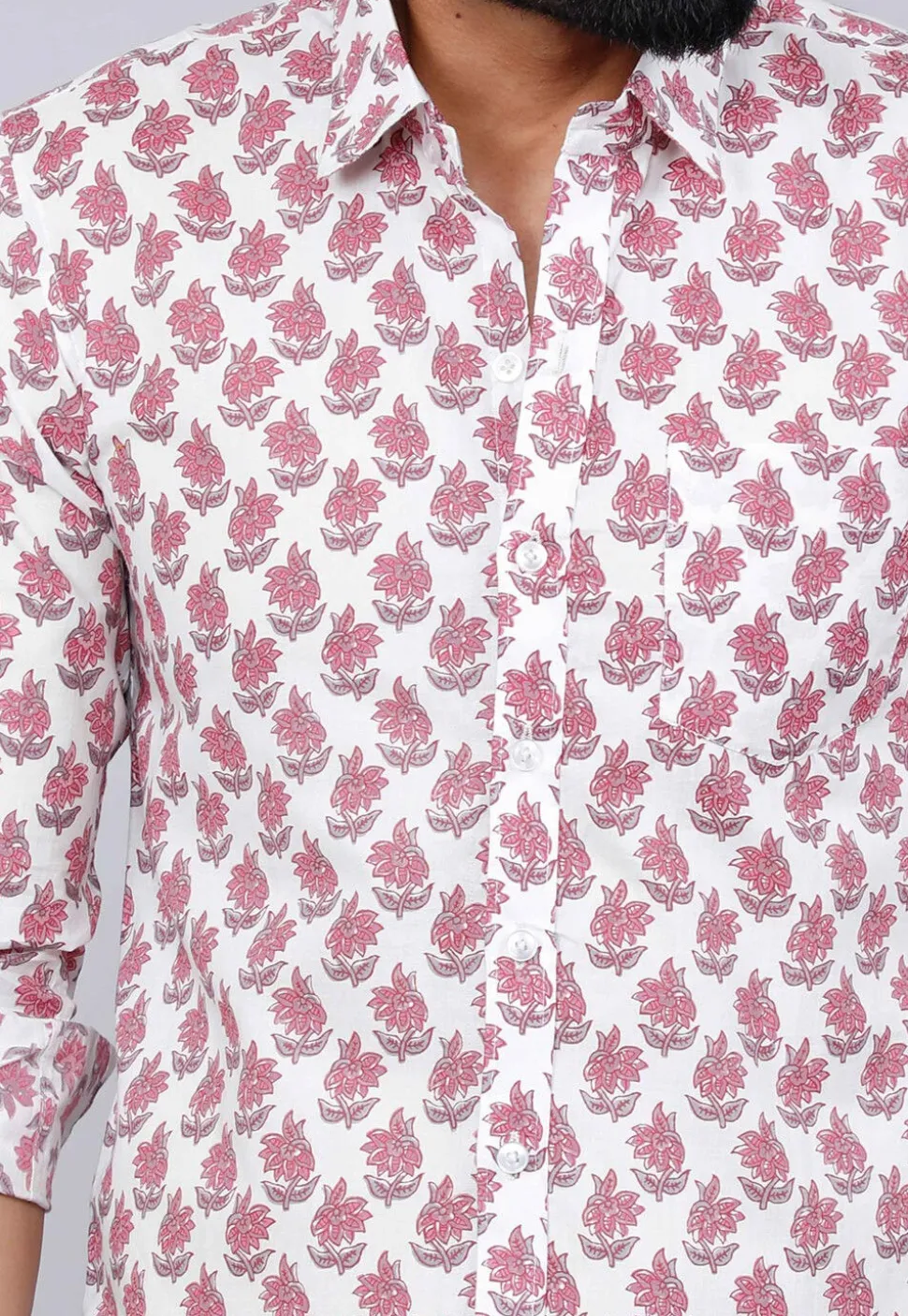 Printed Pure Cotton Shirt in White
