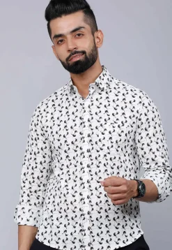 Printed Pure Cotton Shirt in White