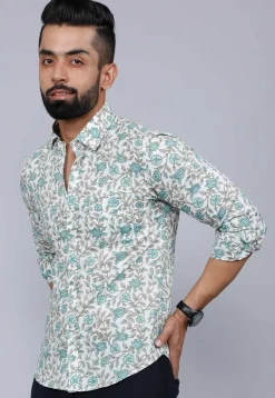 Printed Pure Cotton Shirt in White