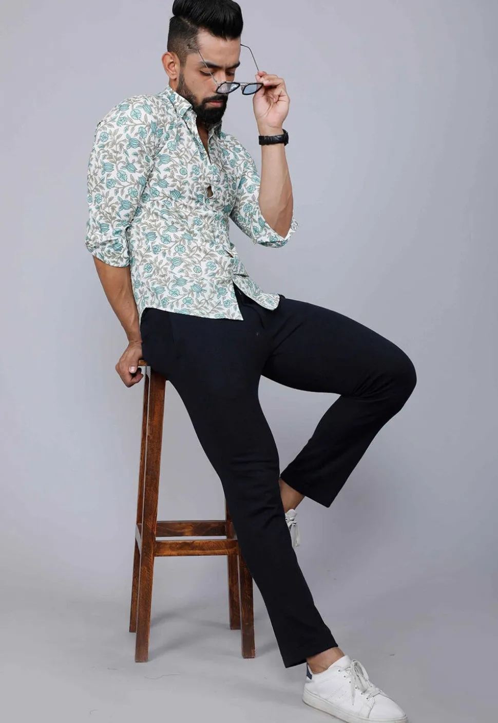 Printed Pure Cotton Shirt in White