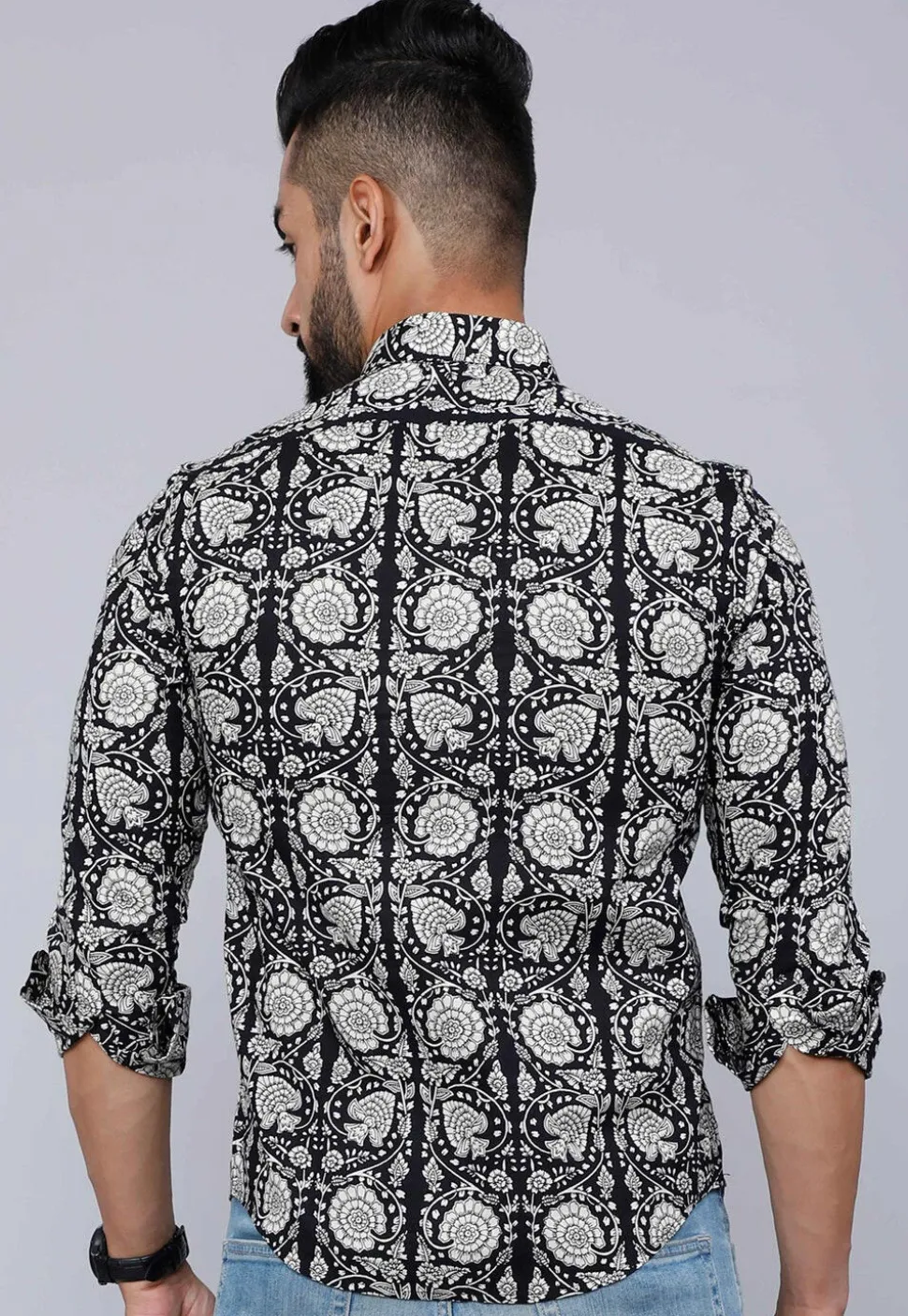 Printed Pure Cotton Shirt in Black
