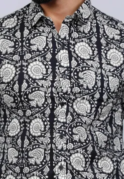 Printed Pure Cotton Shirt in Black