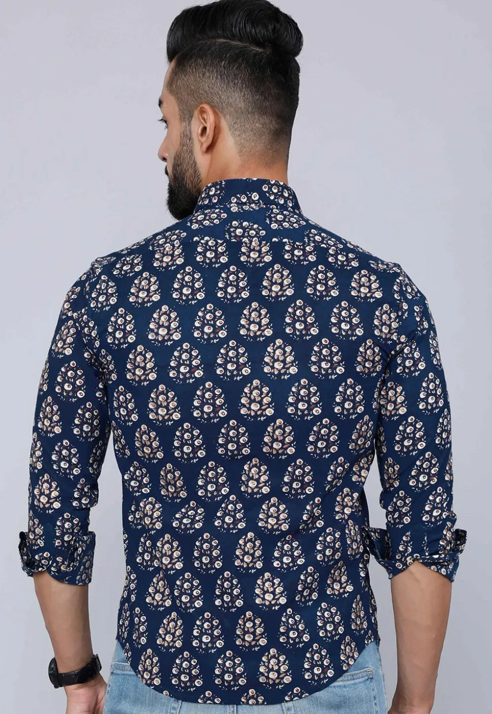 Printed Pure Cotton Shirt in Blue
