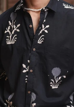 Printed Pure Cotton Shirt in Black