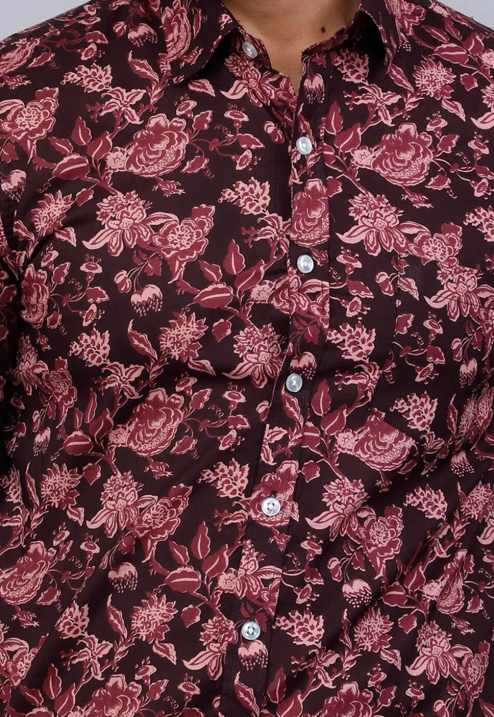 Printed Pure Cotton Shirt in Maroon