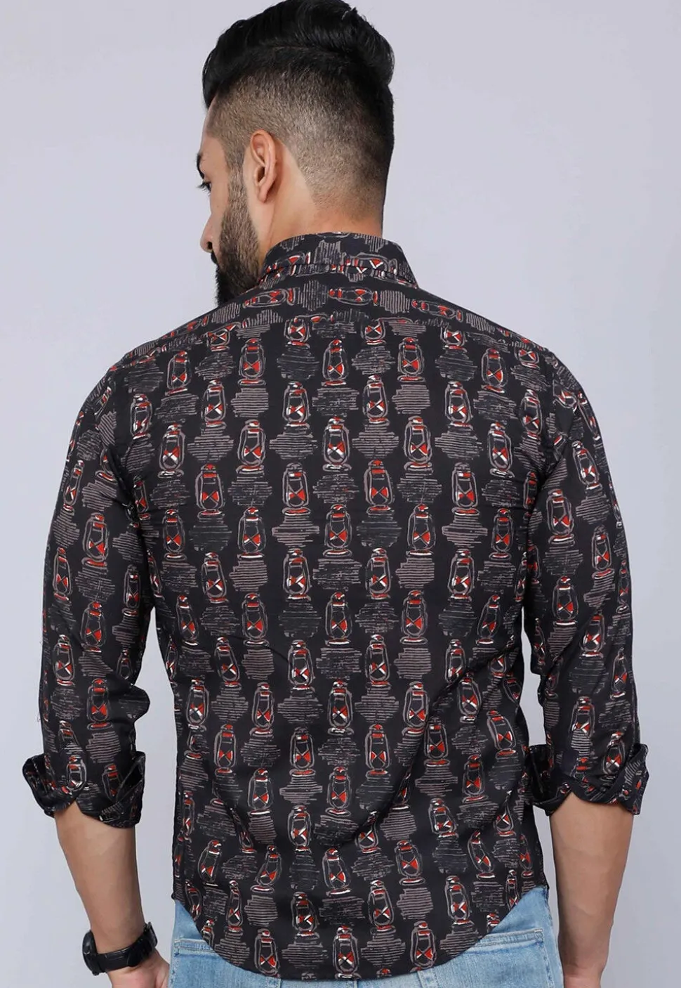 Printed Pure Cotton Shirt in Black