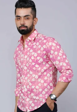 Printed Pure Cotton Shirt in Pink