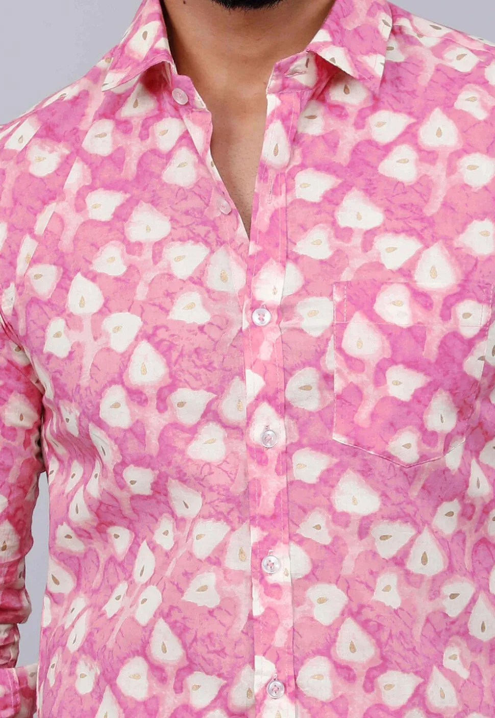 Printed Pure Cotton Shirt in Pink