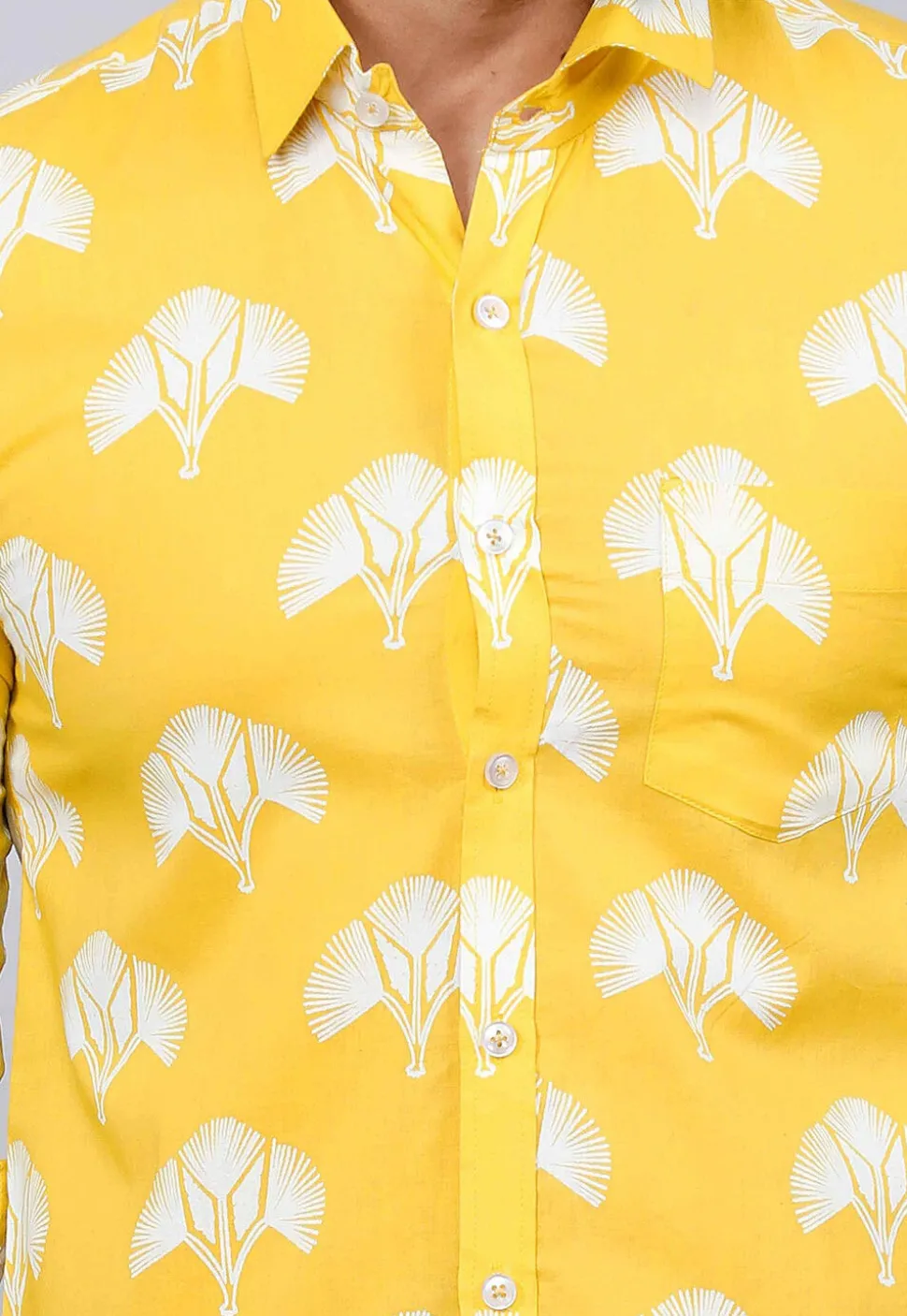 Printed Pure Cotton Shirt in Yellow