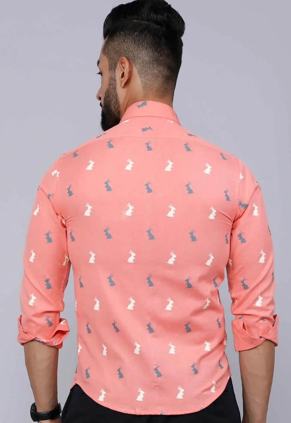 Printed Pure Cotton Shirt in Peach