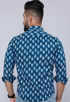 Printed Pure Cotton Shirt in Blue