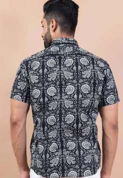 Printed Pure Cotton Shirt in Black