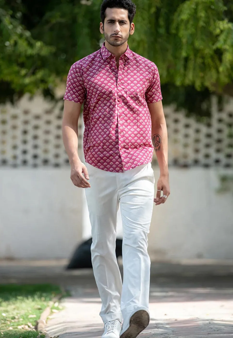 Printed Pure Cotton Shirt in Pink