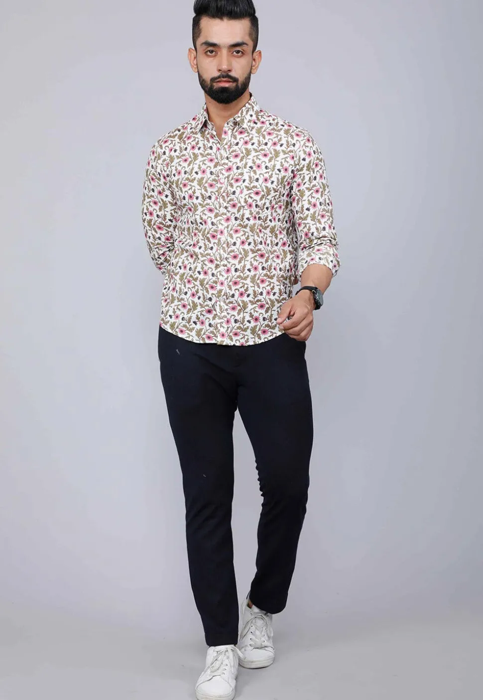 Printed Pure Cotton Shirt in White
