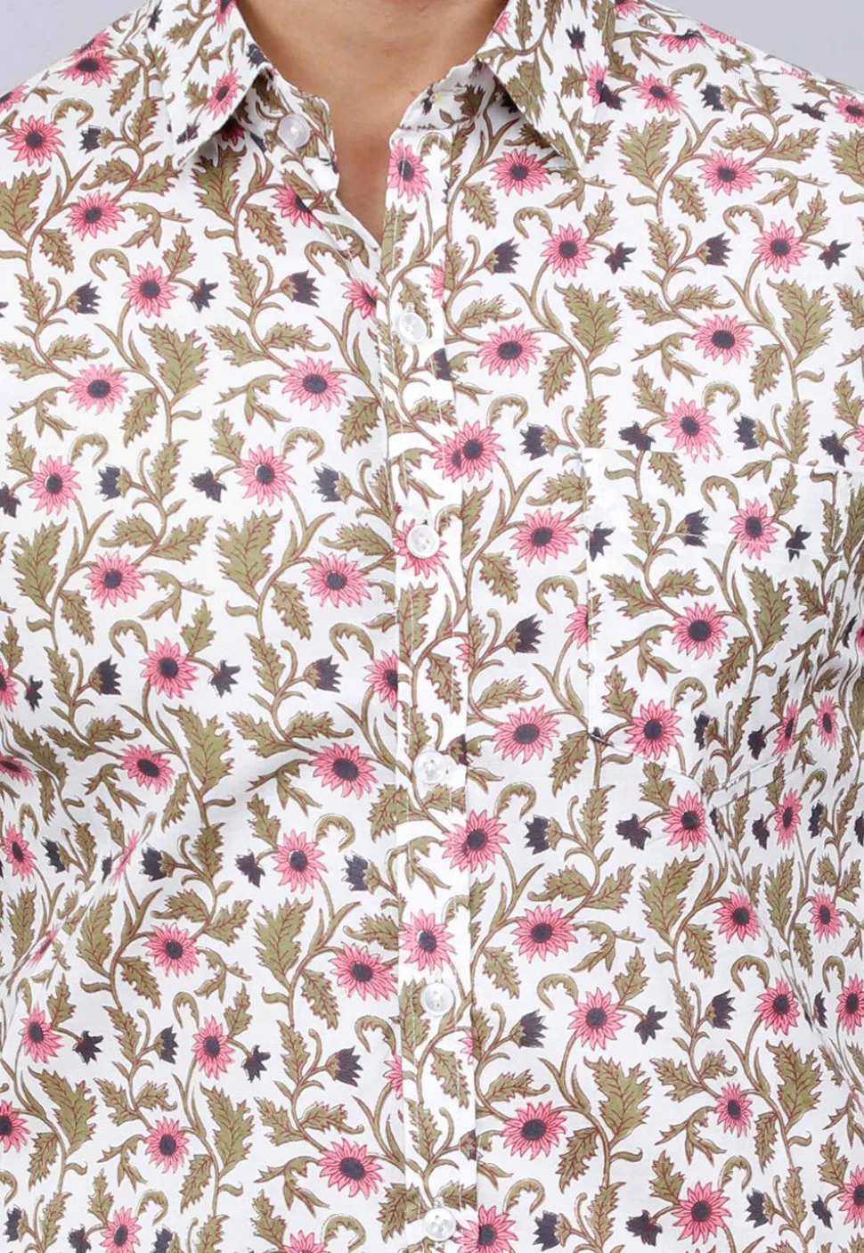Printed Pure Cotton Shirt in White