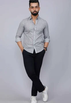 Printed Pure Cotton Shirt in Sky Blue