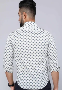 Printed Pure Cotton Shirt in White