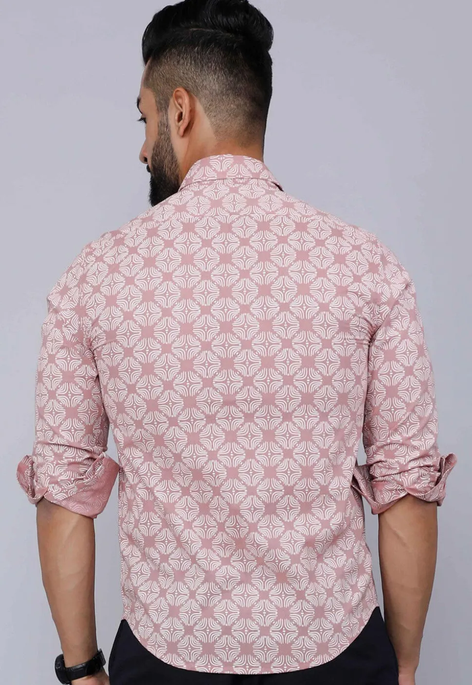 Printed Pure Cotton Shirt in Peach