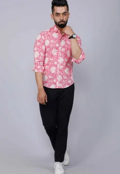 Printed Pure Cotton Shirt in Pink