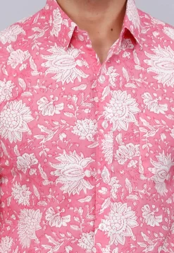 Printed Pure Cotton Shirt in Pink