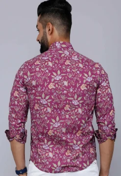 Printed Pure Cotton Shirt in Purple