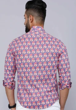 Printed Pure Cotton Shirt in Light Purple