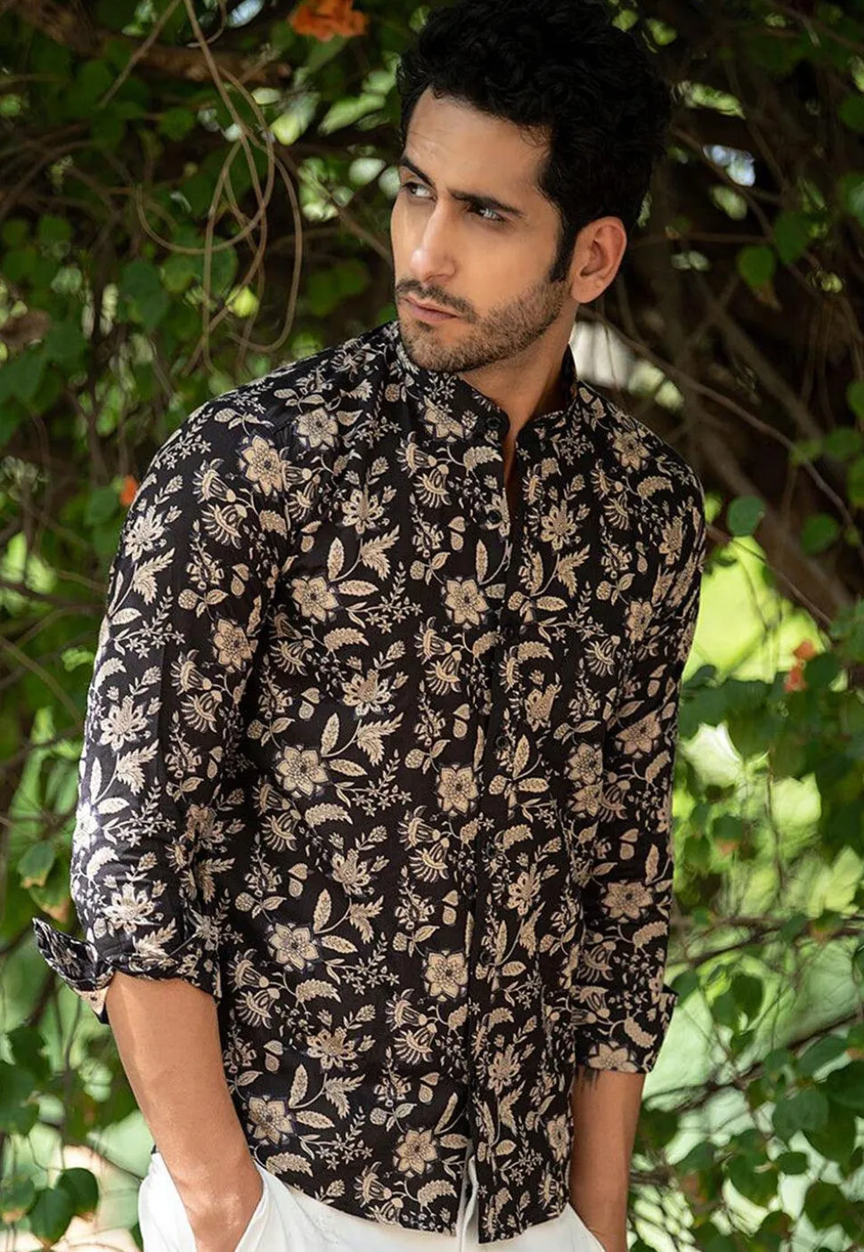 Printed Pure Cotton Shirt in Black