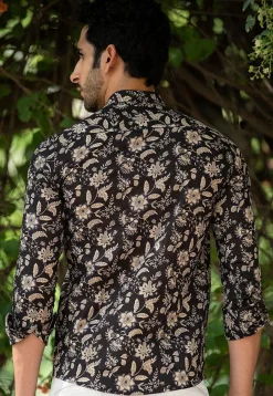 Printed Pure Cotton Shirt in Black