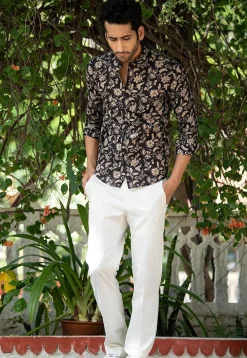 Printed Pure Cotton Shirt in Black