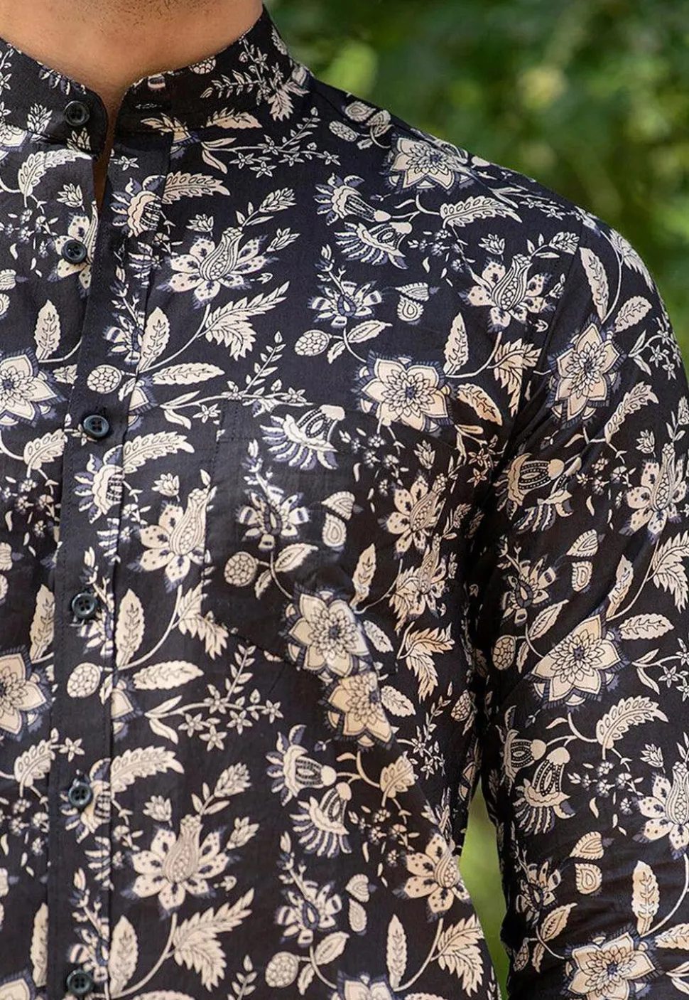 Printed Pure Cotton Shirt in Black