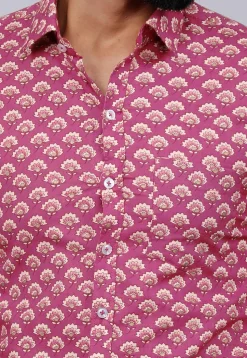 Printed Pure Cotton Shirt in Pink