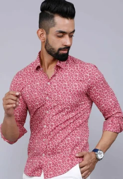 Printed Pure Cotton Shirt in Pink