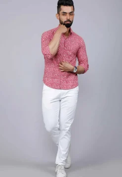 Printed Pure Cotton Shirt in Pink