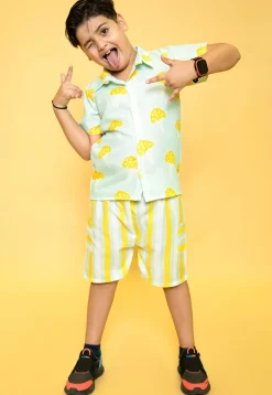 Printed Pure Cotton Top Set in Pastel Green