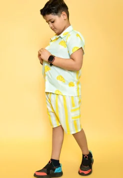 Printed Pure Cotton Top Set in Pastel Green