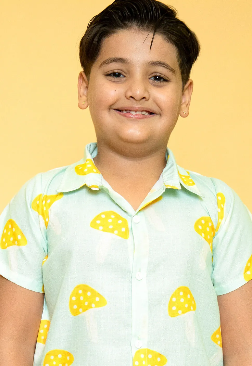 Printed Pure Cotton Top Set in Pastel Green