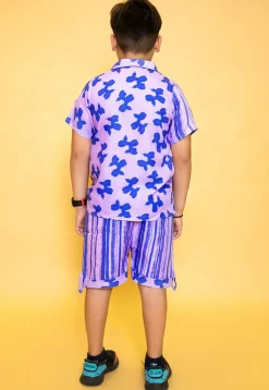 Printed Pure Cotton Top Set in Purple