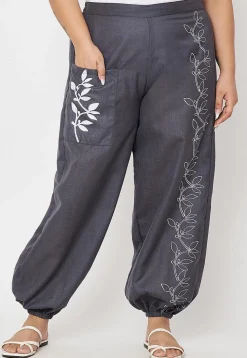 Printed Pure Cotton Trouser in Grey