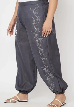 Printed Pure Cotton Trouser in Grey