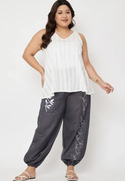 Printed Pure Cotton Trouser in Grey