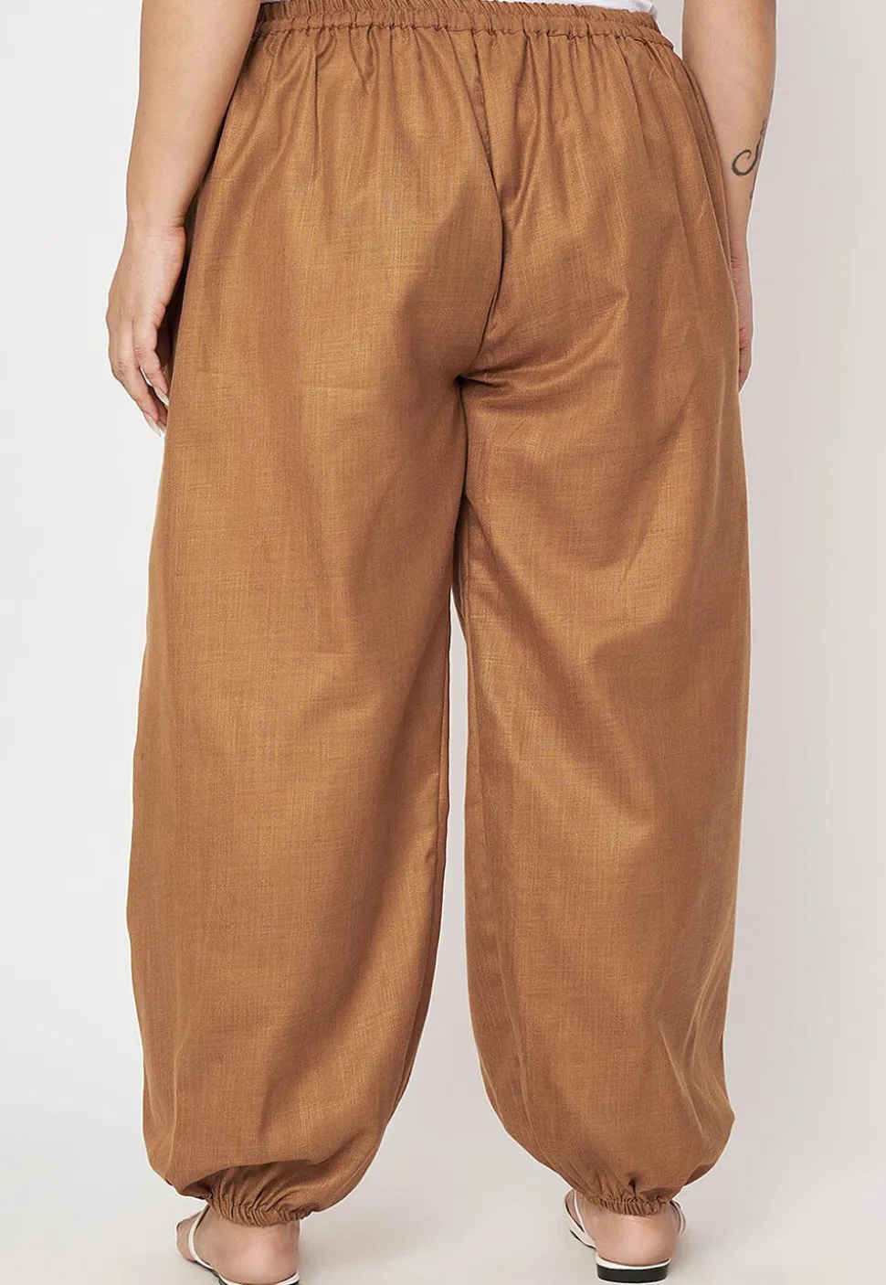 Printed Pure Cotton Trouser in Brown