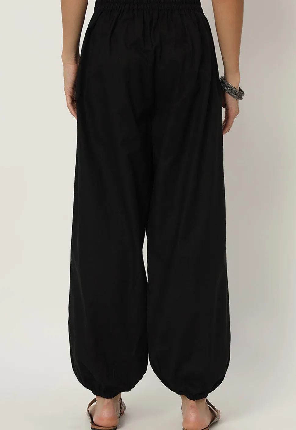 Printed Pure Cotton Trouser in Black