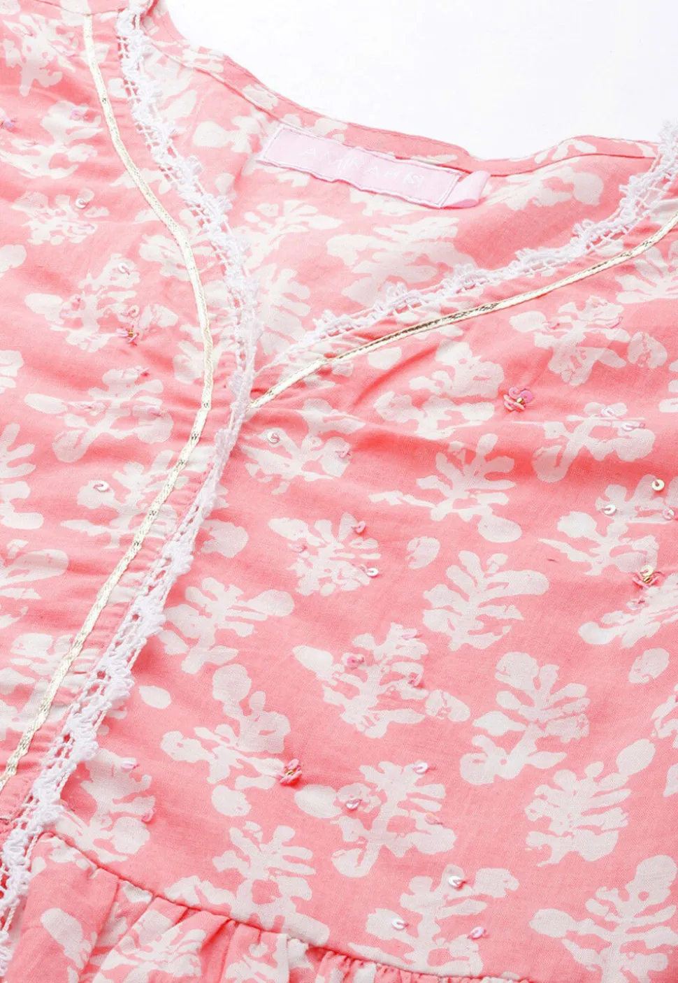 Printed Pure Cotton Tunic in Pink