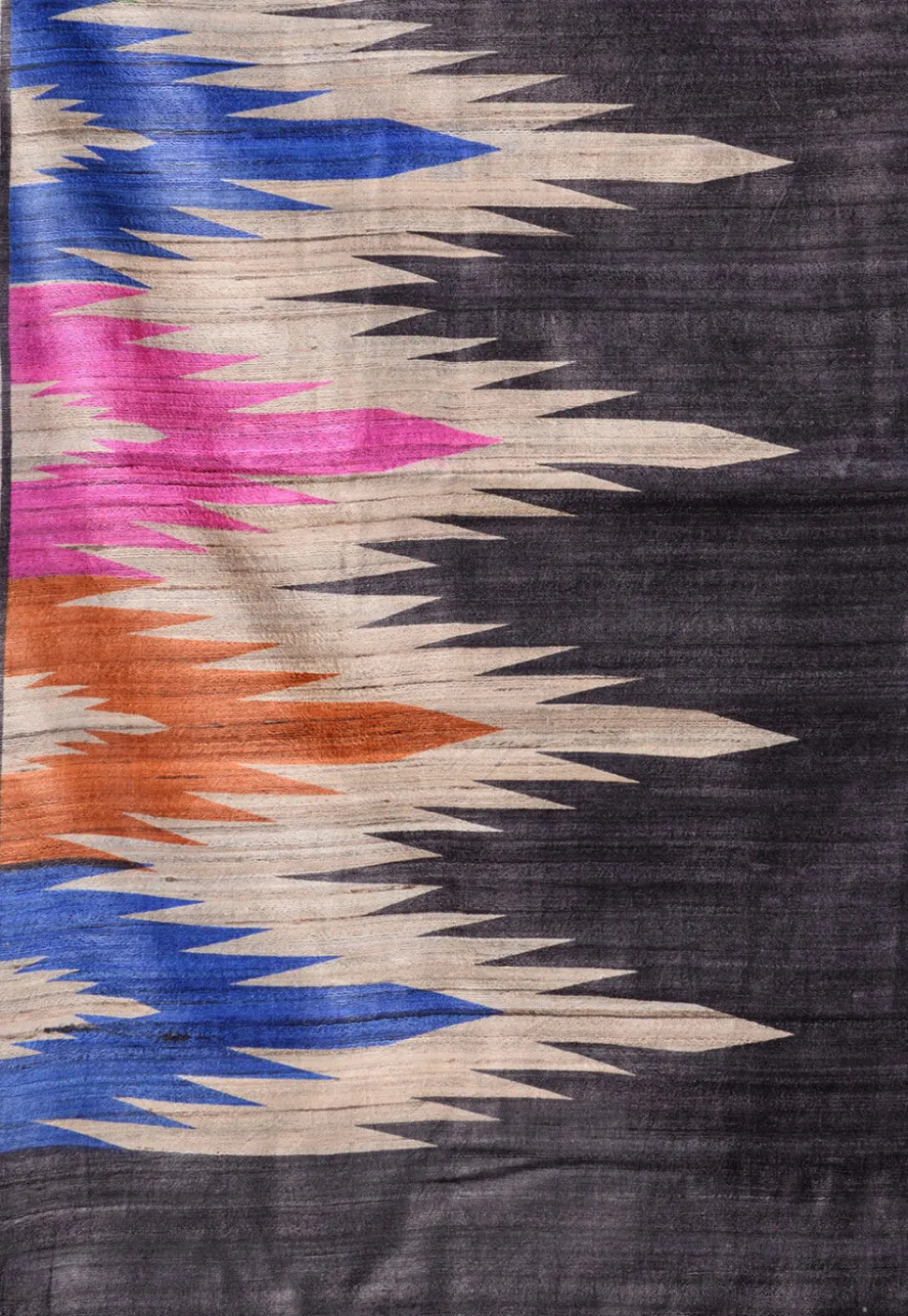 Printed Pure Ghicha Silk Saree in Black