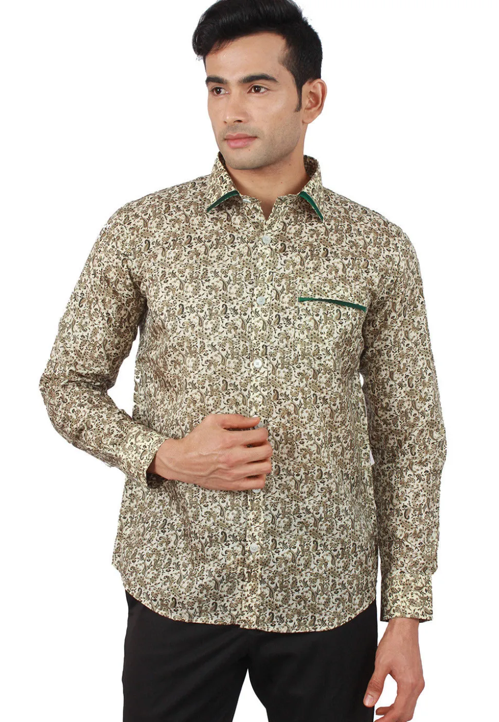 Printed Pure Silk Shirt in Multicolor