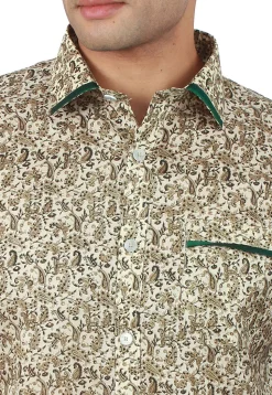 Printed Pure Silk Shirt in Multicolor