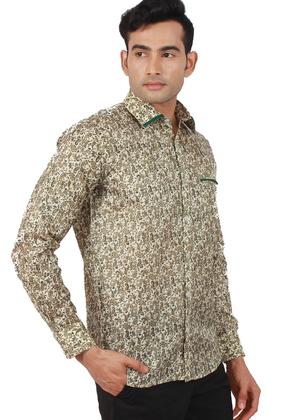 Printed Pure Silk Shirt in Multicolor