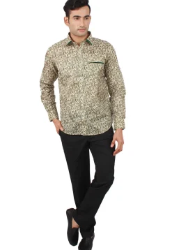 Printed Pure Silk Shirt in Multicolor