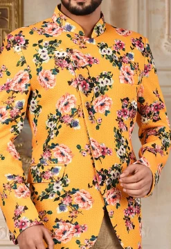 Printed Quilted Scuba Suit Set in Mustard